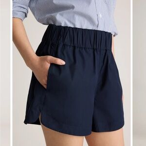 Quince 100% Organic Cotton Poplin Pull-On Shorts - Navy